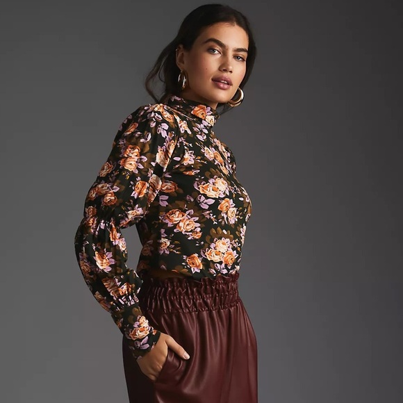 By Anthropologie Tiered-Sleeve Turtleneck Ruffled Long Sleeve Blouse - Picture 8 of 9